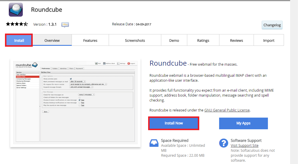 Cara Install roundcube webmail melalui softaculous